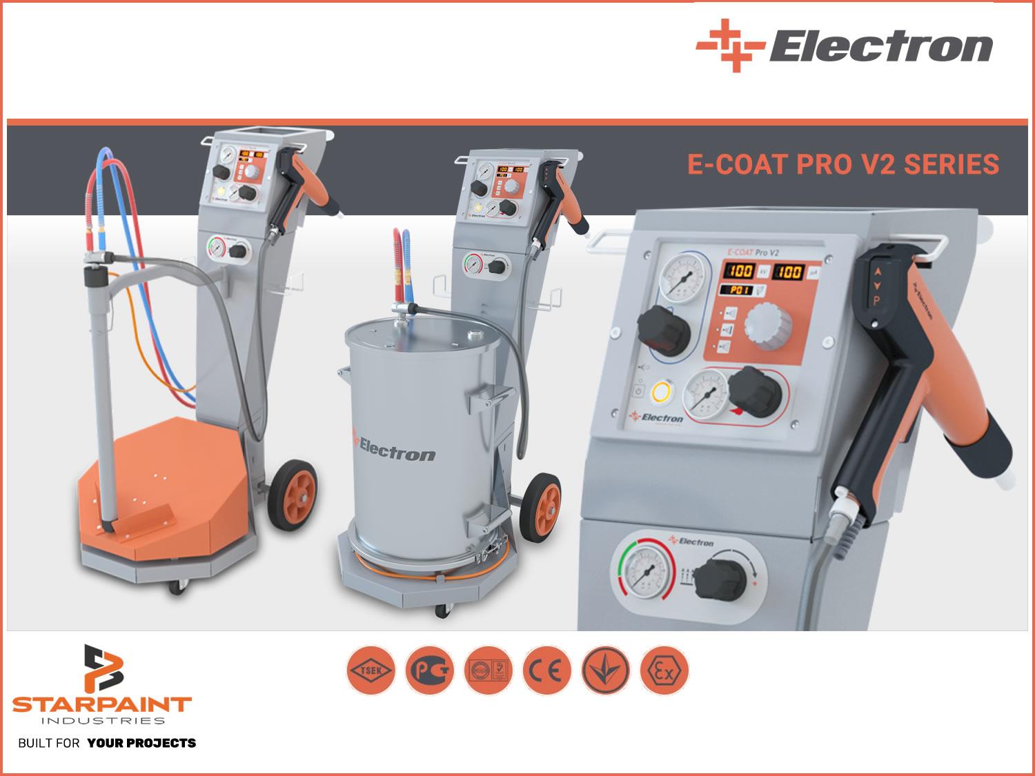 Electron Master M Multicolor PRO V2 Pump Behälter Pulverbeschichtungsgerät Pulverhandanlage Pulverbeschichtungs-Pistole Pulverpistole von Starpaint Industries