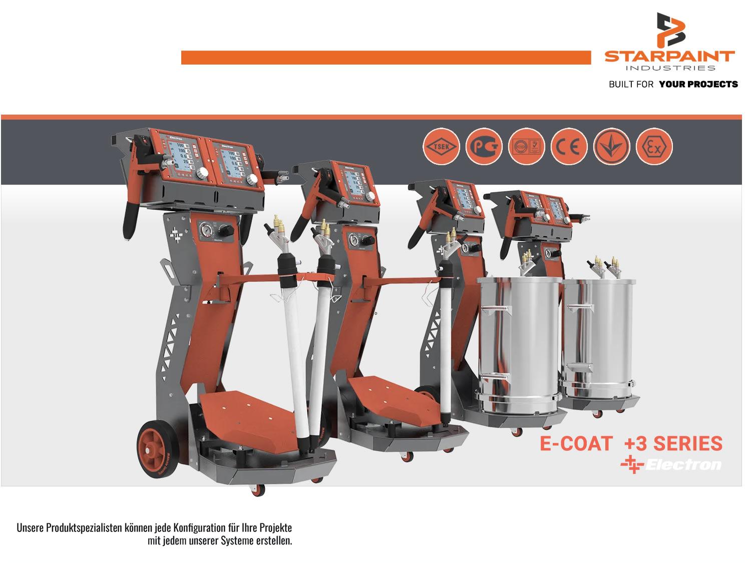 Electron +3 Series Multicolor Master PRO V2 Pump Behälter Pulverbeschichtungsgerät Pulverhandanlage Pulverbeschichtungs-Pistole Pulverpistole von Starpaint Industries Felgen
