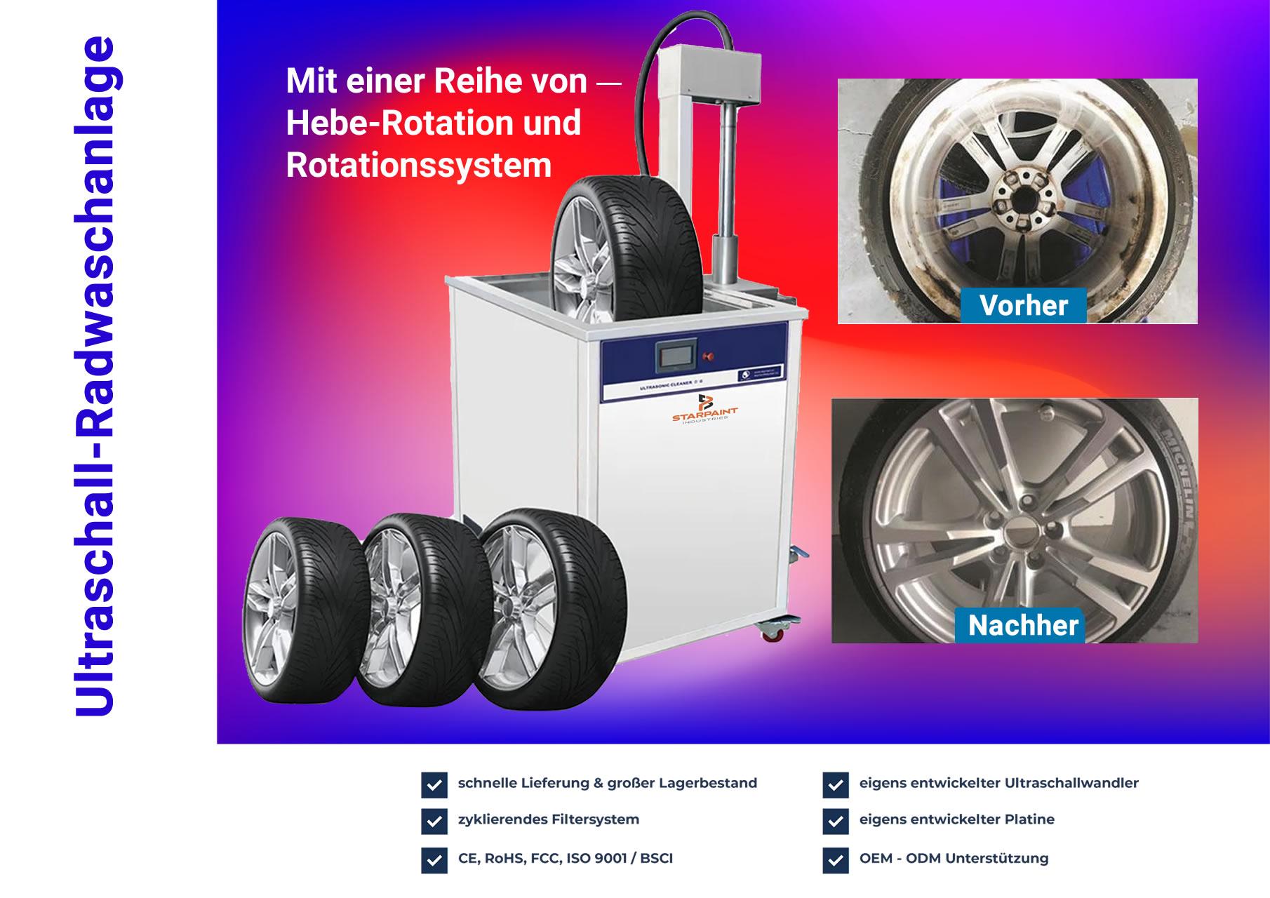 Ultraschall-Radwaschanlage, Radwaschmaschine, Felgenreinigung Entlackungsbecken PRO Ultraschall-Felgenentlackung - Felgen Entlackung Entlackungsbecken - Entlackungsmittel - Entlackungschemie