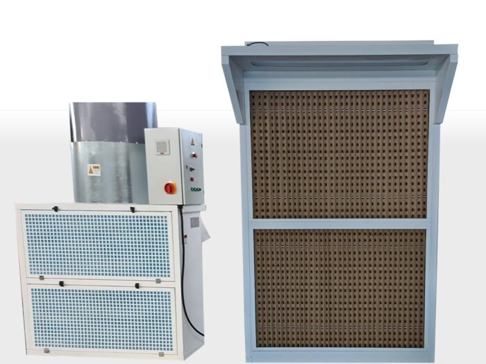 Industrielle Lackierkabine, Lackierkabine, Farbnebel, Zuluft, Abluftsystem, Absauganlage,