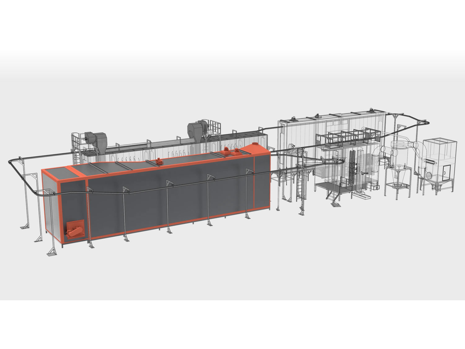 STARPAINT Industries Industrieausrüster für Oberflächentechnik in der Lackindustrie Austria, Germany, Switzerland, Netherlands, France, Belguim, Czechia, Poland, EU. Pulverofen für Pulverbeschichtung mit Fördersystem